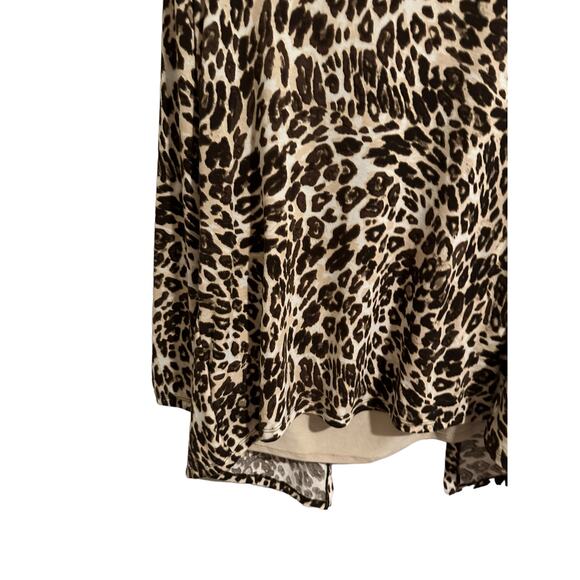 White Stagg Women’s Medium Leopard Print Brown and Tan Long Sleeve Blouse - Picture 12 of 14